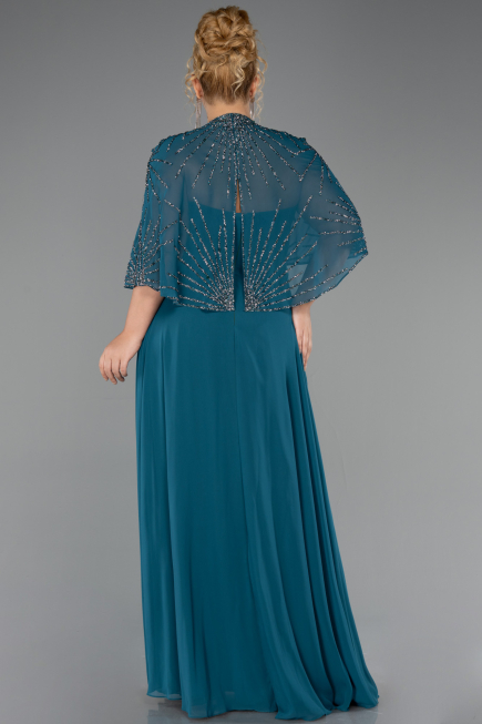 Long Oil Green Chiffon Formal Plus Size Dress ABU6529