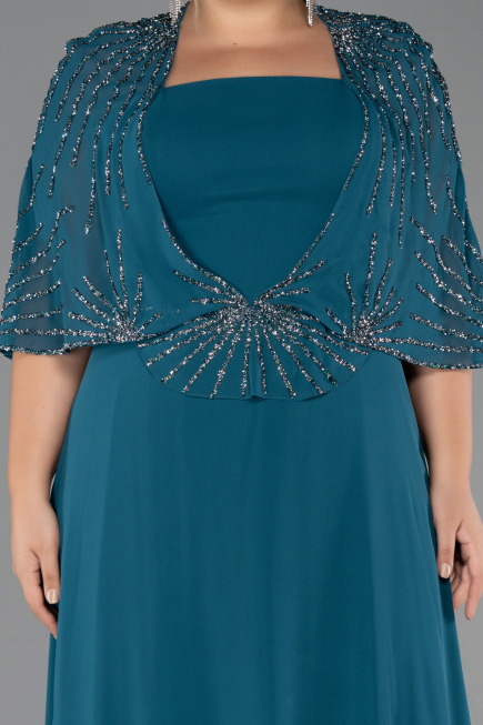 Long Oil Green Chiffon Formal Plus Size Dress ABU6529