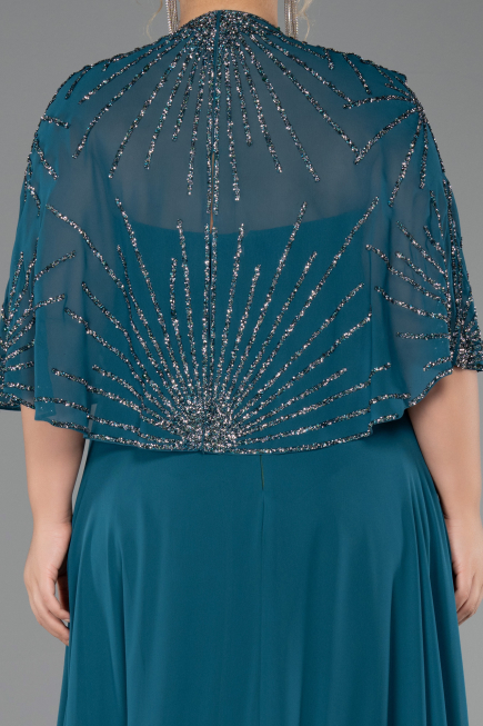 Long Oil Green Chiffon Formal Plus Size Dress ABU6529