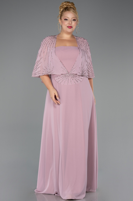 Long Powder Color Chiffon Formal Plus Size Dress ABU6529