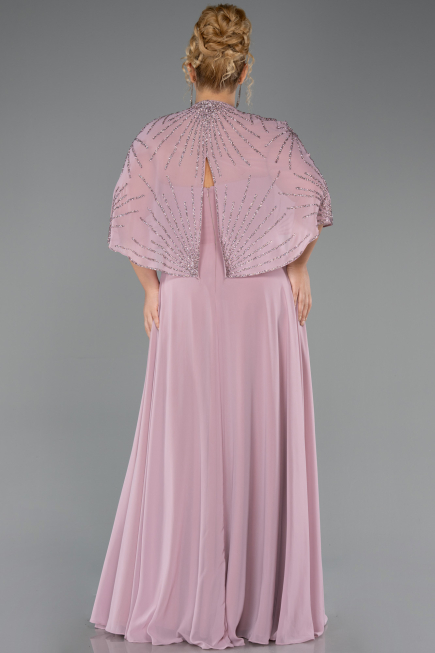 Long Powder Color Chiffon Formal Plus Size Dress ABU6529