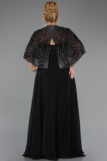 Long Black Chiffon Formal Plus Size Dress ABU6529