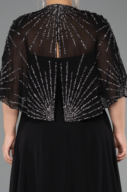 Long Black Chiffon Formal Plus Size Dress ABU6529