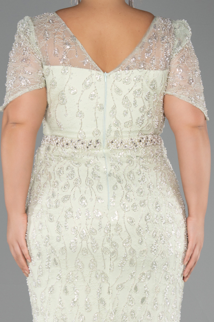 Long Mint Beaded Formal Plus Size Dress ABU6583