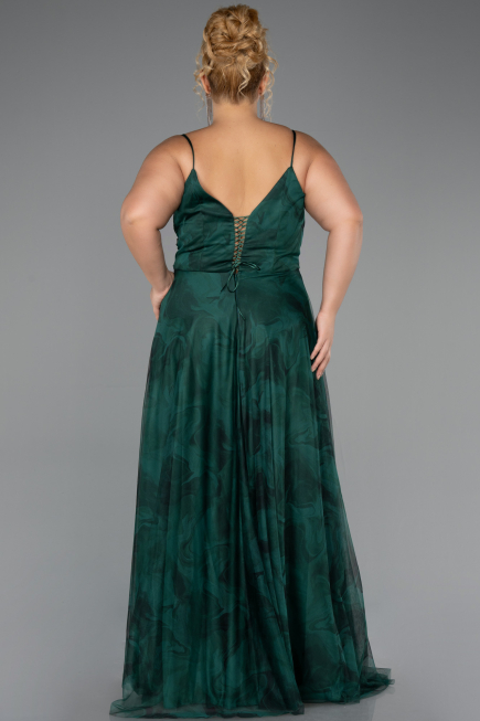 Long Emerald Green Plus Size Prom Dress ABU6558