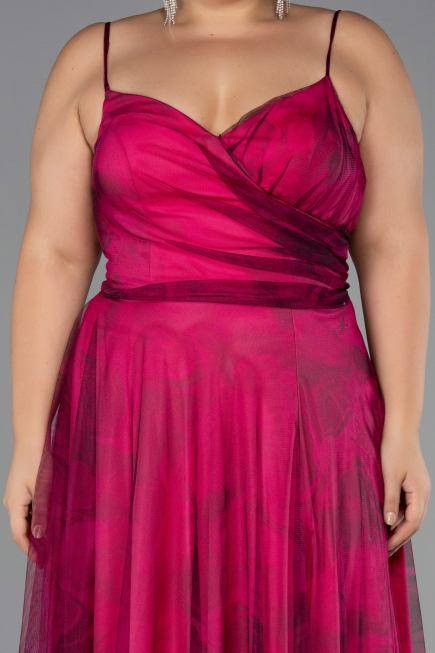 Long Fuchsia Plus Size Prom Dress ABU6558