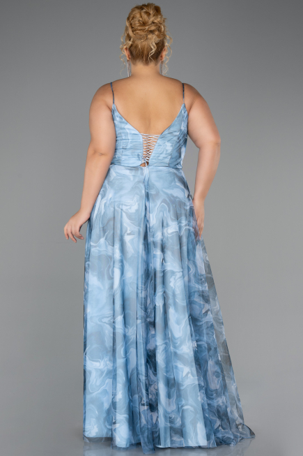 Long Light Blue Plus Size Prom Dress ABU6558
