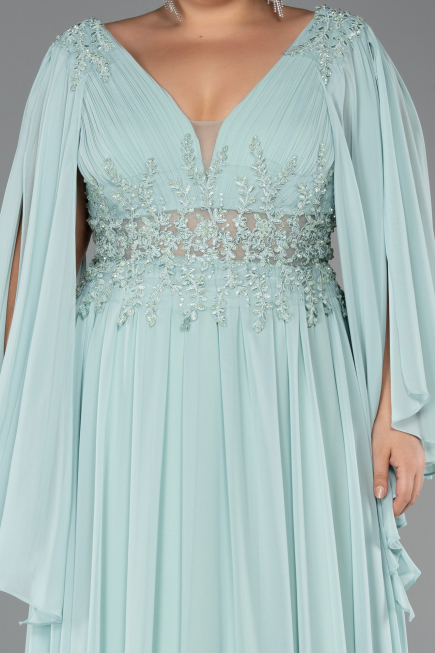 Long Mint Chiffon Formal Plus Size Dress ABU4638