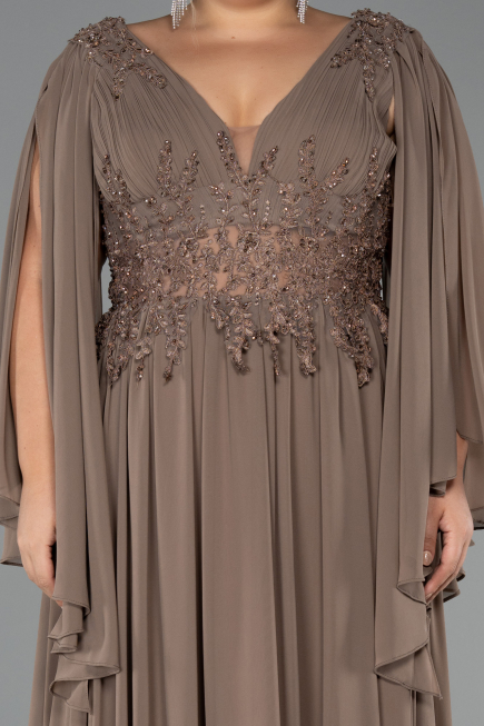 Long Mink Chiffon Formal Plus Size Dress ABU4638