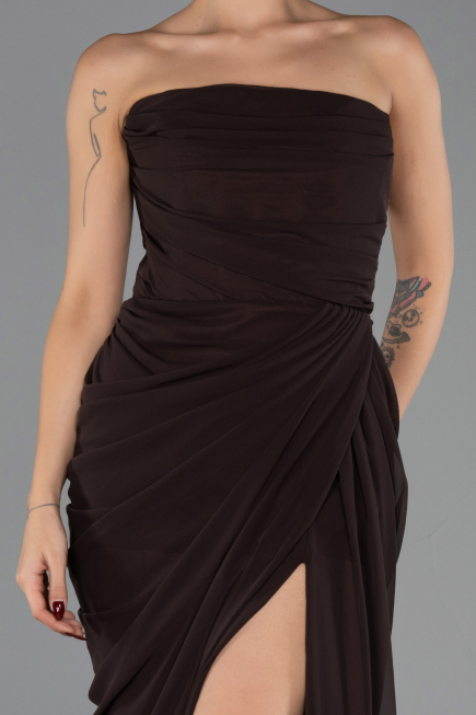 Long Brown Chiffon Evening Dress ABU6589