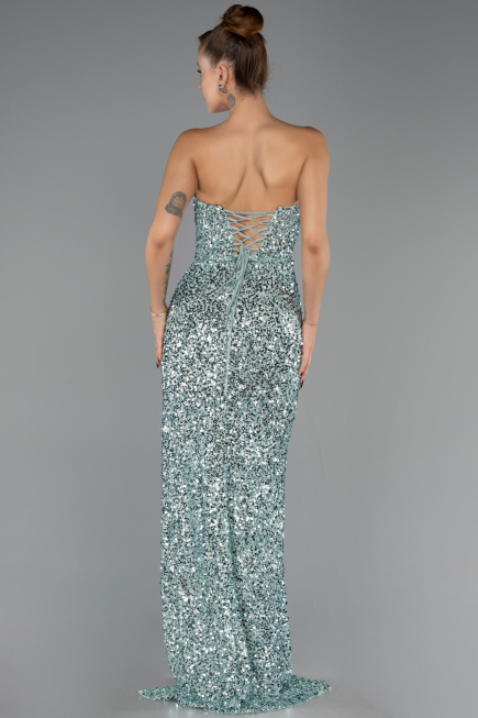Long Mint Scaly Prom Gown ABU6218