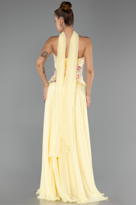 Long Yellow Chiffon Evening Dress ABU6391