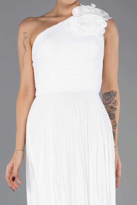 Long White Chiffon Evening Dress ABU6593