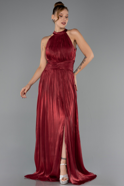 Long Burgundy Chiffon Prom Gown ABU6594