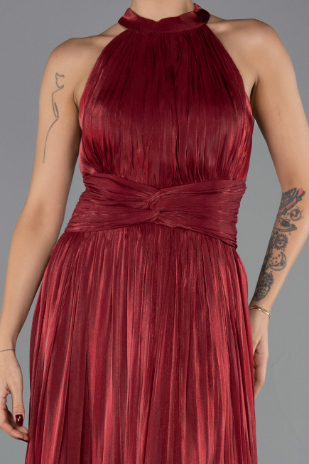 Long Burgundy Chiffon Prom Gown ABU6594
