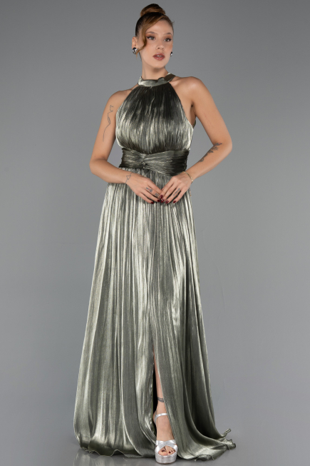 Long Olive Drab Chiffon Prom Gown ABU6594