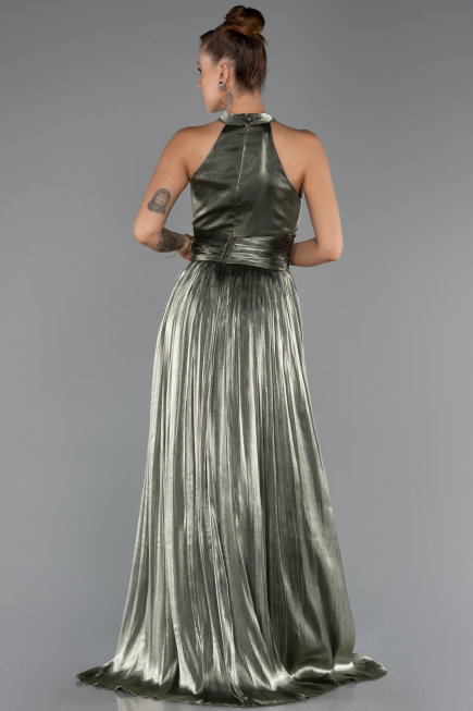 Long Olive Drab Chiffon Prom Gown ABU6594