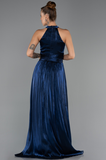 Long Navy Blue Chiffon Prom Gown ABU6594
