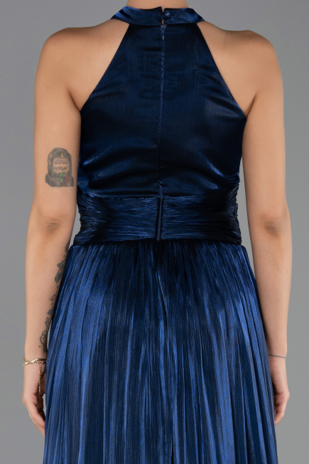 Long Navy Blue Chiffon Prom Gown ABU6594