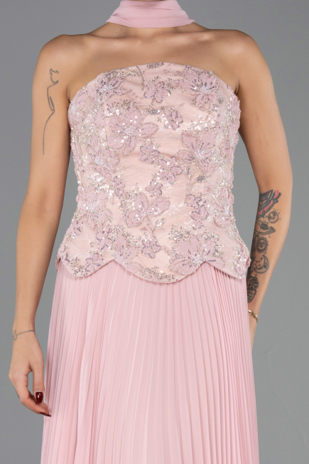 Long Powder Color Chiffon Evening Dress ABU6436