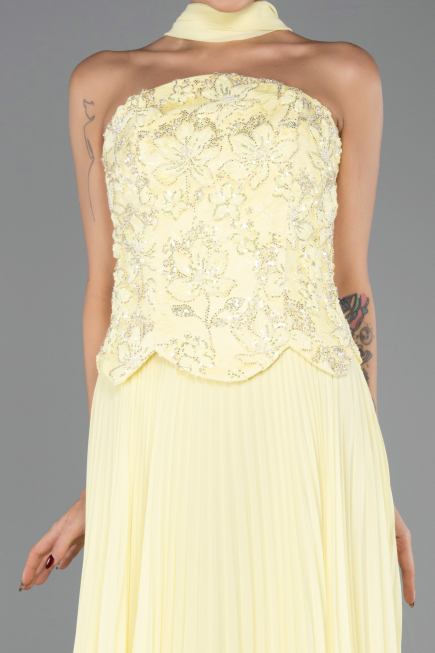 Long Yellow Chiffon Evening Dress ABU6436