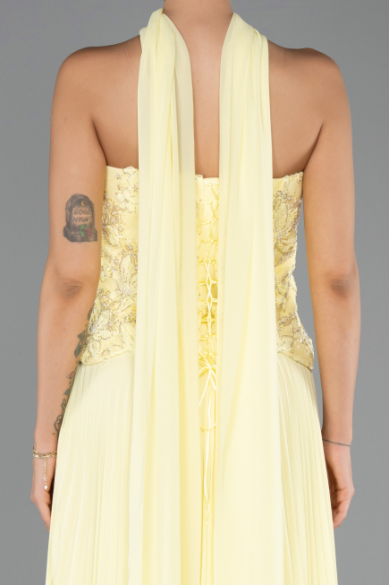 Long Yellow Chiffon Evening Dress ABU6436