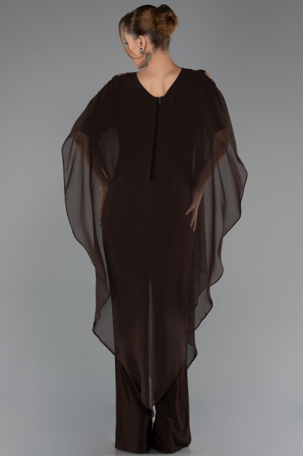 Brown Chiffon Formal Plus Size Dress ABT080