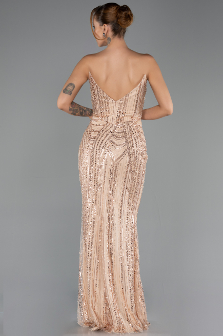 Long Gold Beaded Evening Dress ABU6433