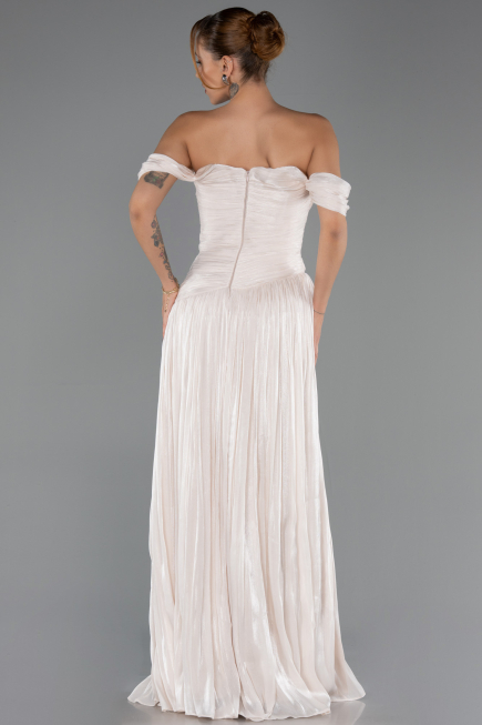 Long Beige Chiffon Prom Gown ABU6602