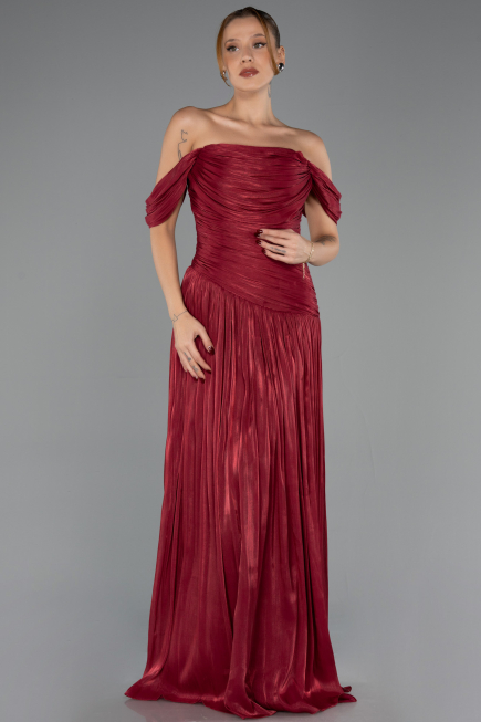 Long Burgundy Chiffon Prom Gown ABU6602