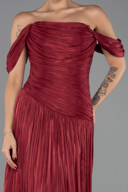 Long Burgundy Chiffon Prom Gown ABU6602