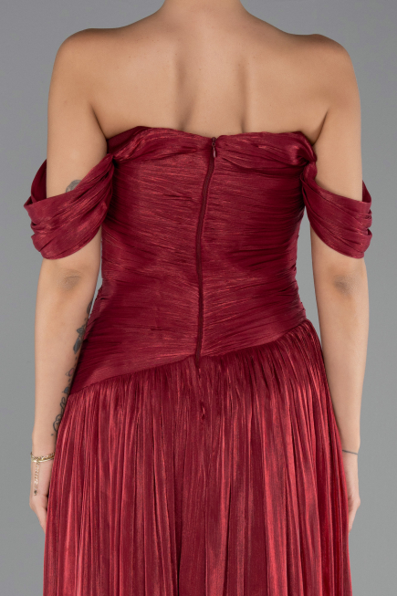 Long Burgundy Chiffon Prom Gown ABU6602