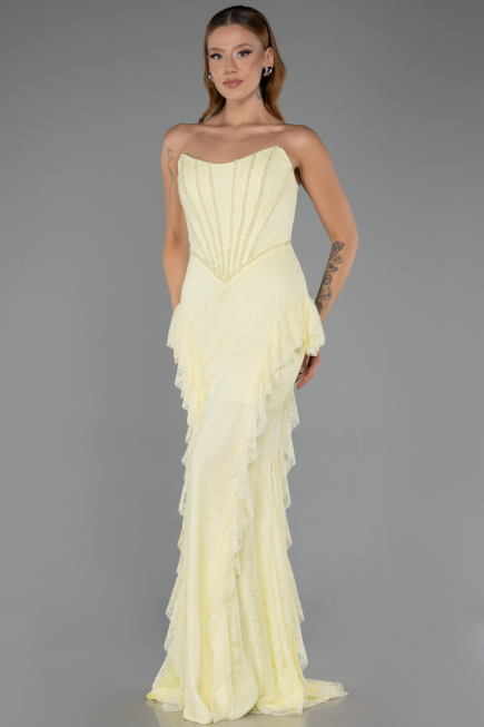 Long Yellow Dantelle Mermaid Evening Gown ABU6621