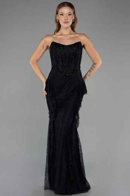 Long Black Dantelle Mermaid Evening Gown ABU6621