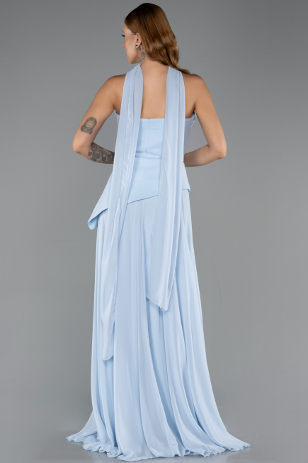Long Light Blue Chiffon Prom Gown ABU5763