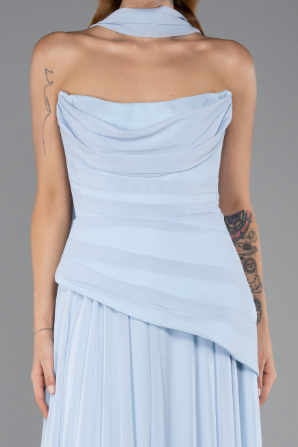 Long Light Blue Chiffon Prom Gown ABU5763