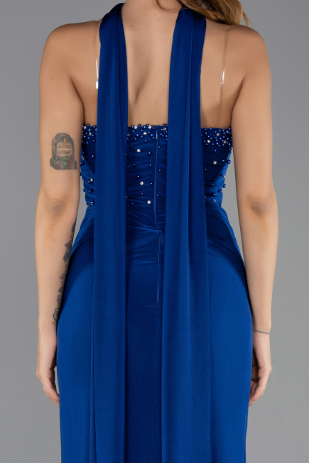 Long Sax Blue Prom Gown ABU5564