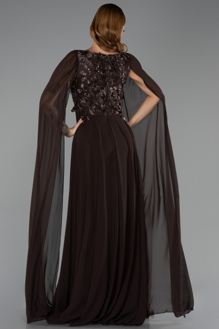 Long Brown Chiffon Evening Dress ABU6566