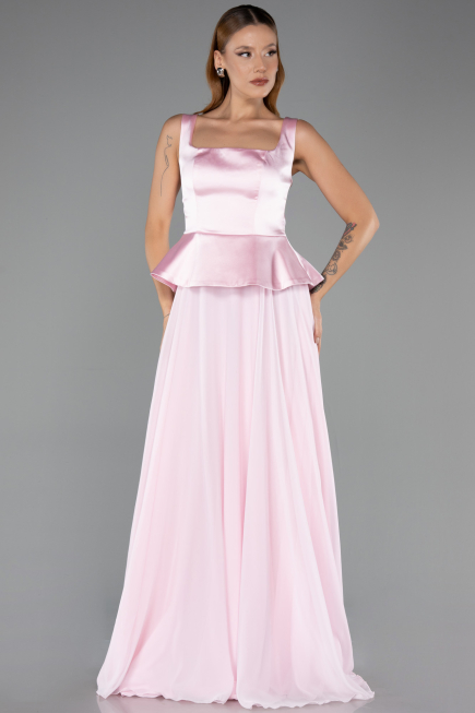 Long Powder Color Chiffon Evening Dress ABU6568