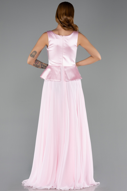 Long Powder Color Chiffon Evening Dress ABU6568