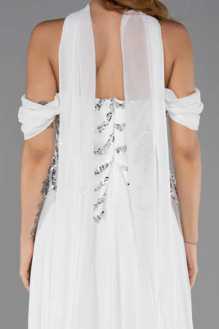 Long White Chiffon Evening Dress ABU6532
