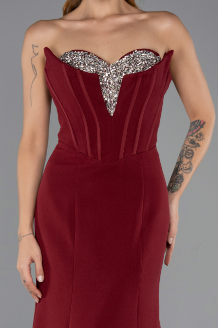 Long Burgundy Mermaid Evening Gown ABU6526