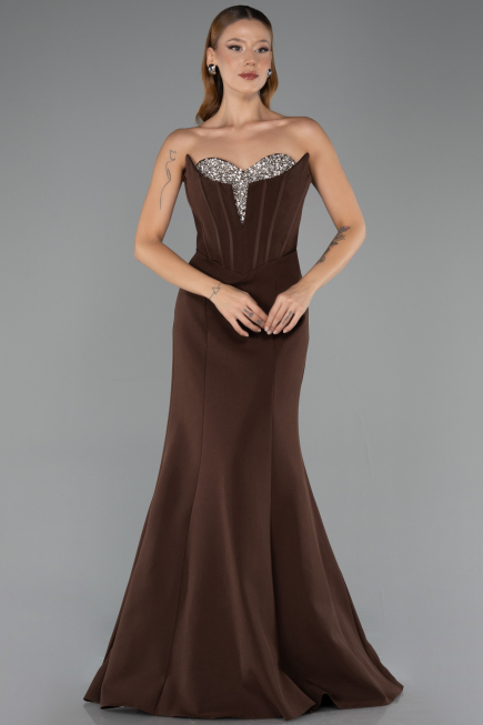 Long Brown Mermaid Evening Gown ABU6526