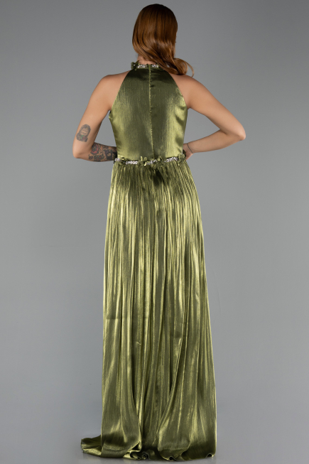 Long Oil Green Chiffon Prom Gown ABU6614