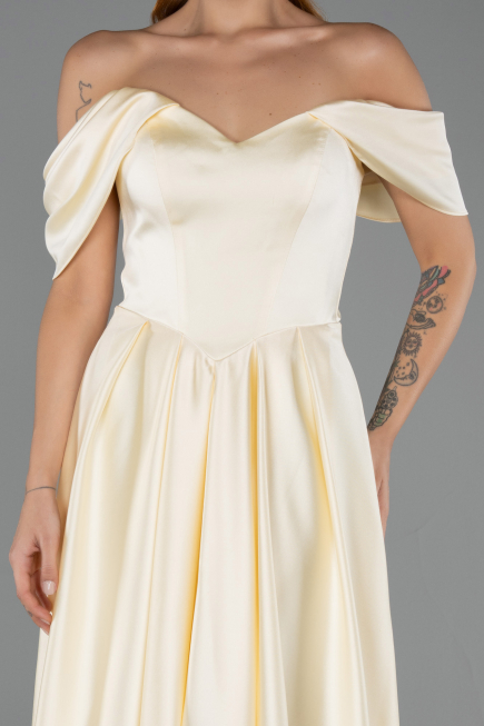 Long Yellow Satin Evening Dress ABU6617