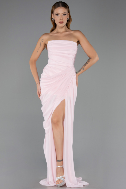 Long Powder Color Chiffon Evening Dress ABU6589