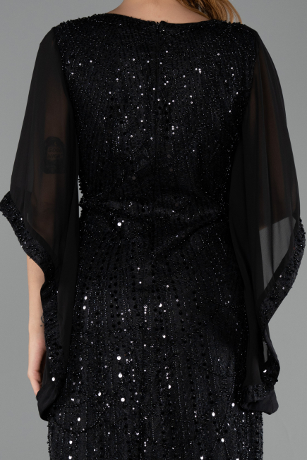 Midi Black Beaded Plus Size Cocktail Dress ABK2693
