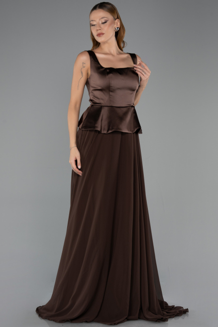 Long Brown Chiffon Evening Dress ABU6568