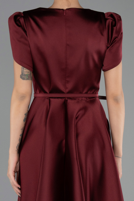 Midi Burgundy Satin Party Dress ABK2699
