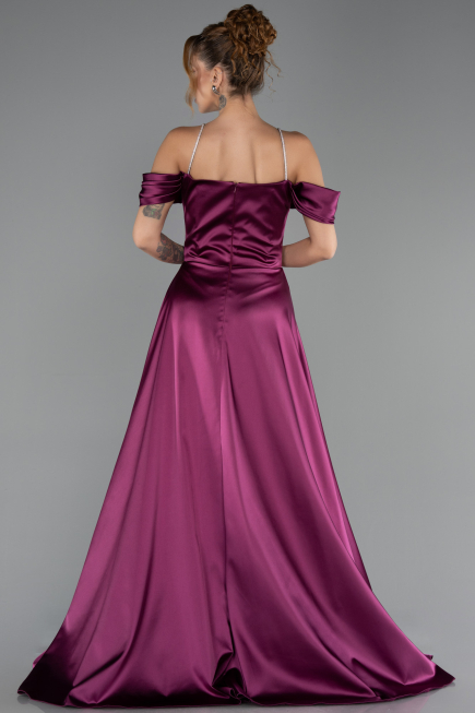 Long Plum Satin Evening Dress ABU6638